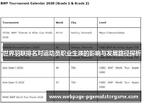 世界羽联排名对运动员职业生涯的影响与发展路径探析 世界羽联排名对运动员职业生涯的影响与发展路径探析