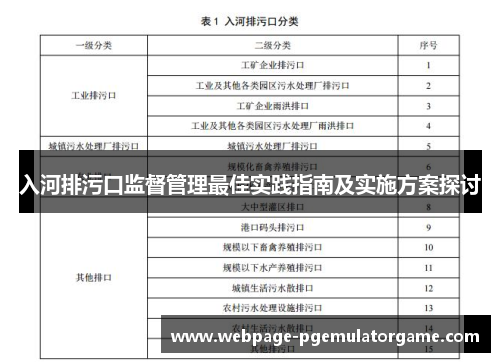 入河排污口监督管理最佳实践指南及实施方案探讨
