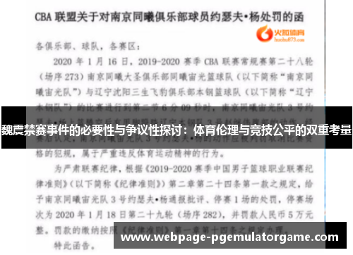 魏震禁赛事件的必要性与争议性探讨：体育伦理与竞技公平的双重考量